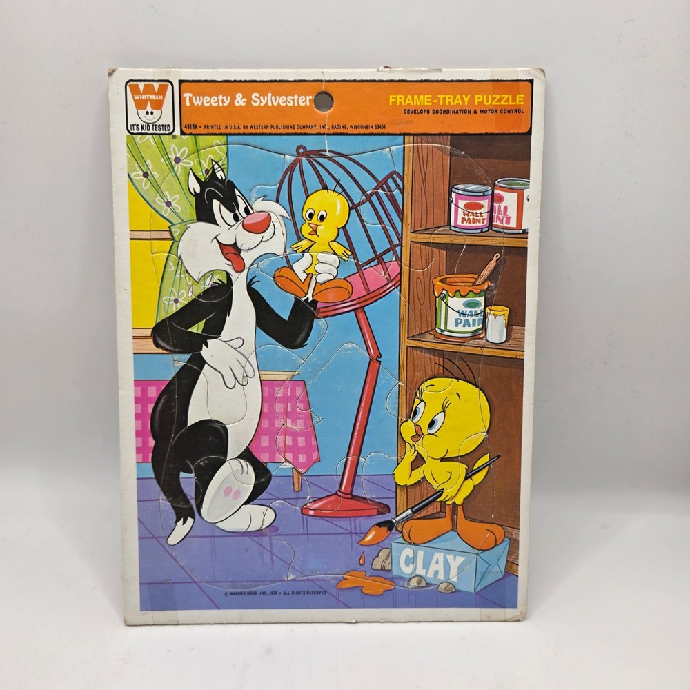 Whitman Frame-Tray Puzzle Kids Multi Tweety Sylvester 1976 Looney Tunes Vintage